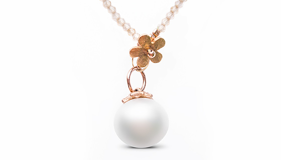 goldener Blume Perle Pendant mit Edelstein Kette