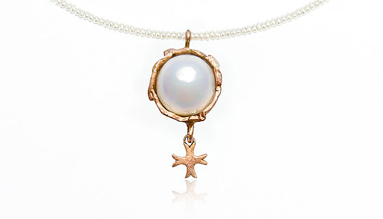 goldener Kreuz Perle Pendant