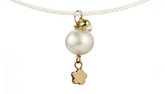 Perle Pendant mit einfache goldene Blume