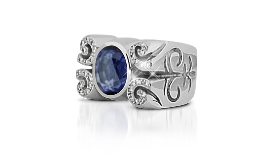 Silber Ring mit Zirkonia und BLauen Edelstein