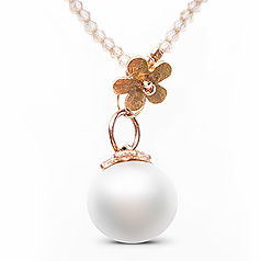 goldener Blume Perle Pendant mit Edelstein Kette