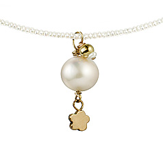 Perle Pendant mit einfache goldene Blume