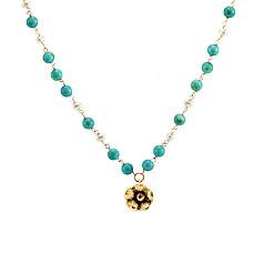 Turmalin Kette mit goldener blume Pendant